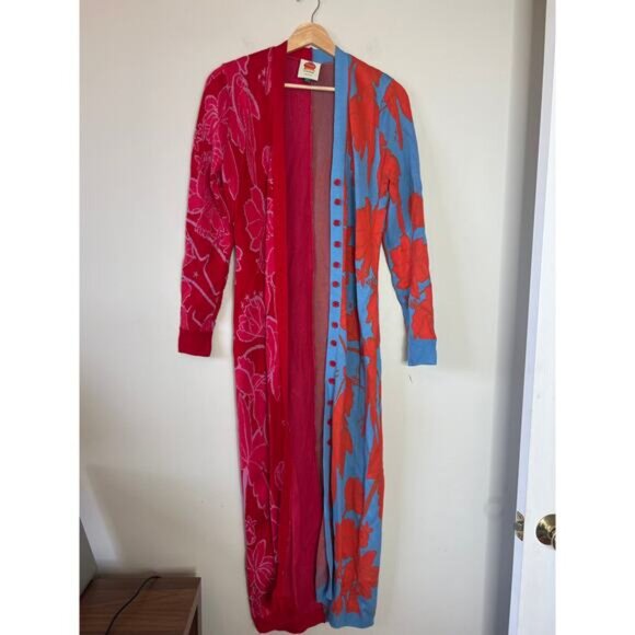 NEW FARM Rio Living Nature Cardigan V Neck Long Sleeve Dress Red Size: Small - Picture 2 of 7